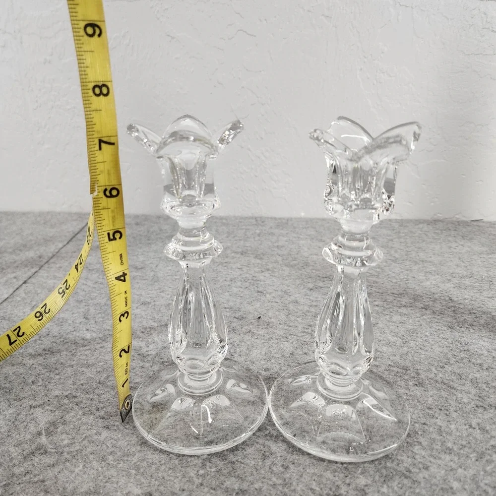 Lead Crystal Taper Candlestick Holders Set of 6 Graduated Sizes Home Decor